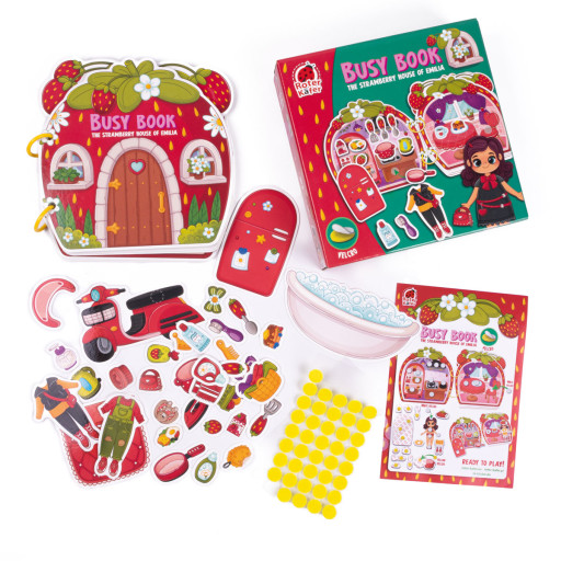 Busy book with velcro "The strawberry house of Emilia"