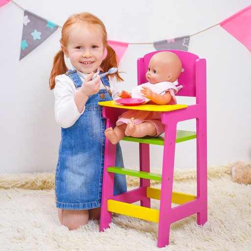 Wooden High Chair For Doll 43 Cm, Wooden High Chairs For Baby Dolls