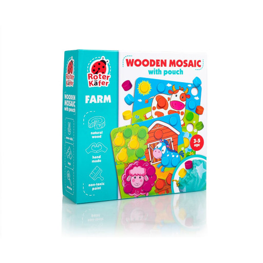 Wooden mosaic with pouch "Farm" 