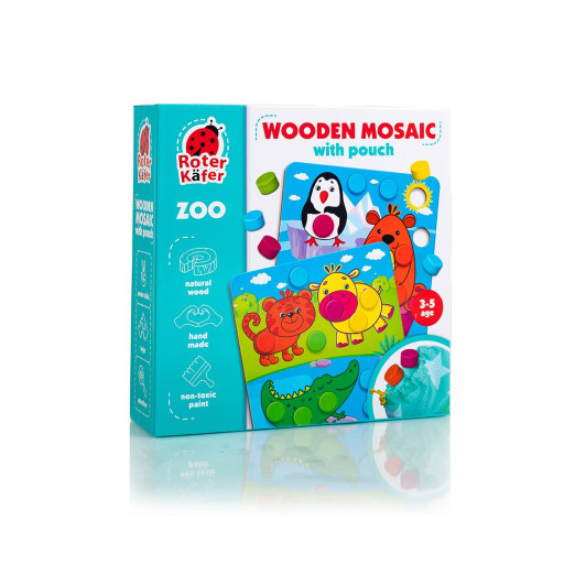 Wooden mosaic with pouch "Zoo"