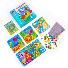 Wooden mosaic with pouch "Zoo"