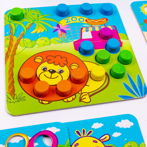 Wooden mosaic with pouch "Zoo"