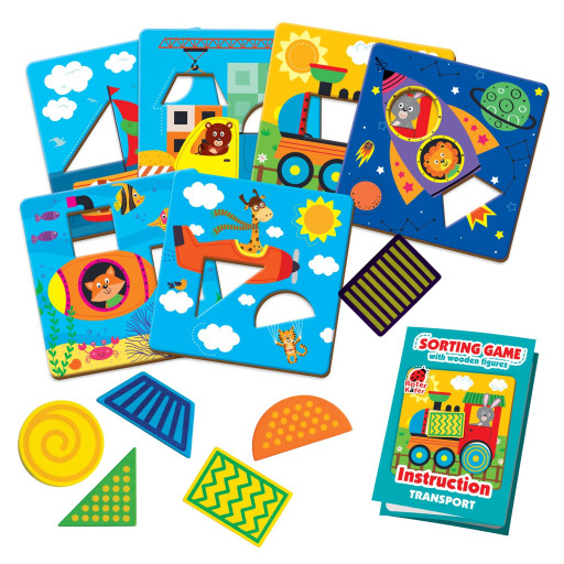 Sorting game with wooden figures "Transport"