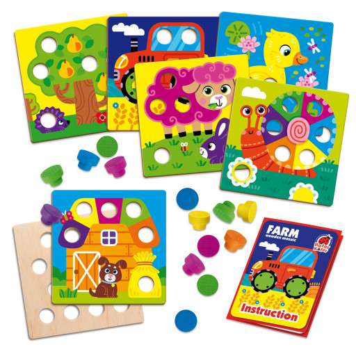 Educational game "Wooden mosaic with base. Farm" 