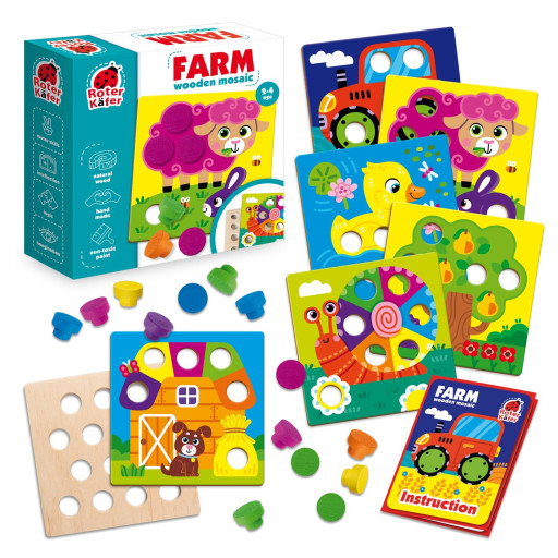 Educational game "Wooden mosaic with base. Farm" 