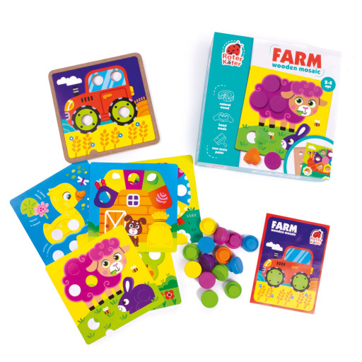 Educational game "Wooden mosaic with base. Farm" 