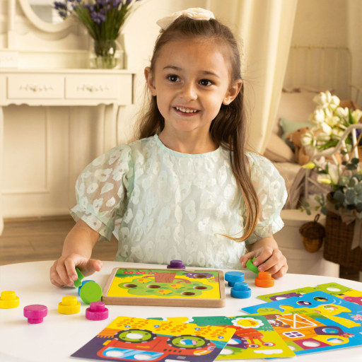 Educational game "Wooden mosaic with base. Farm" 