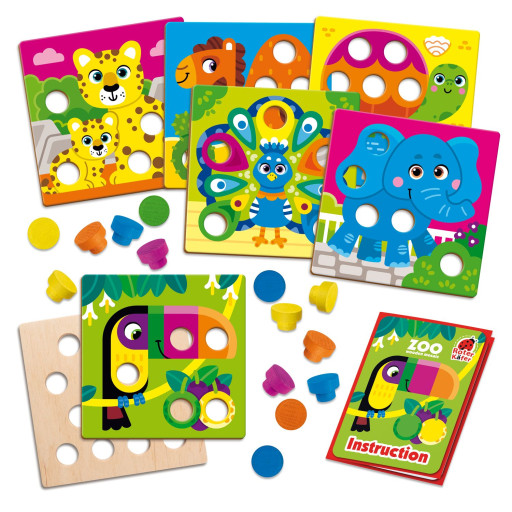 Educational game "Wooden mosaic with base. Zoo"