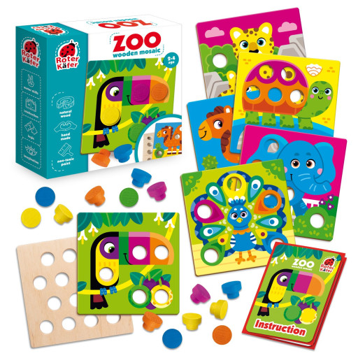 Educational game "Wooden mosaic with base. Zoo"